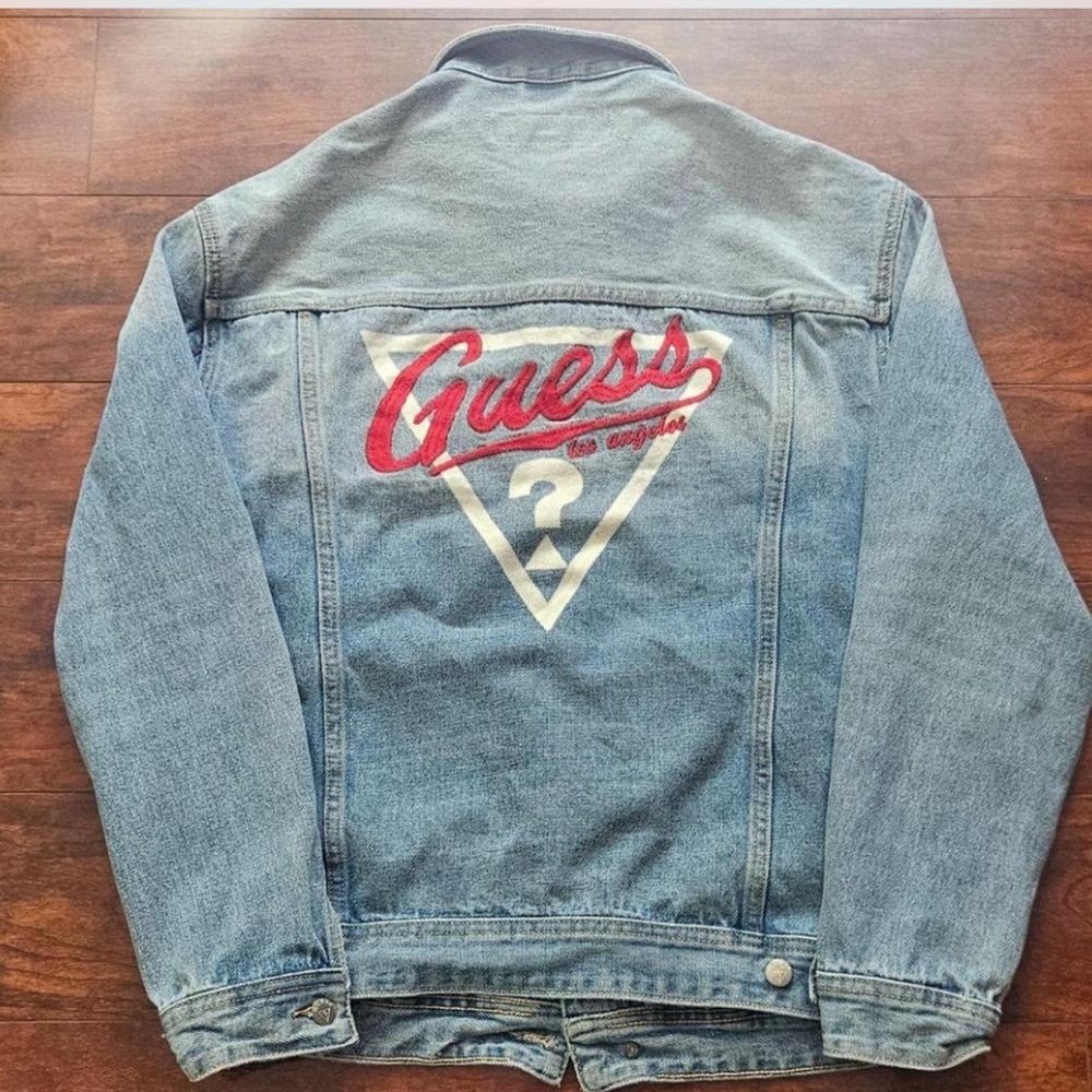 Vintage Guess Denim Jacket with Red Stitched Logo